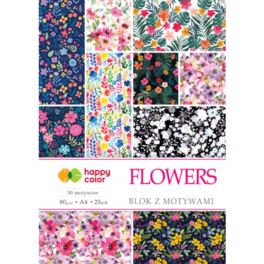 Blok z motywami Flowers A4/80g  HAPPY COLOR