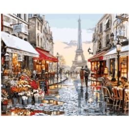 Malowanie po numerach z farbami 40x50cm Paryż